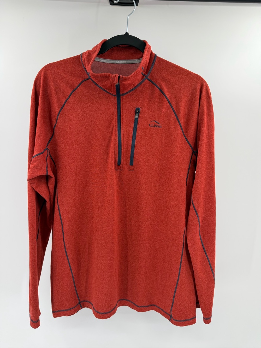 L.L.Bean Rust Red Orange Slightly Fitted Lightweight 1/2 Zip Pullover Medium Men
